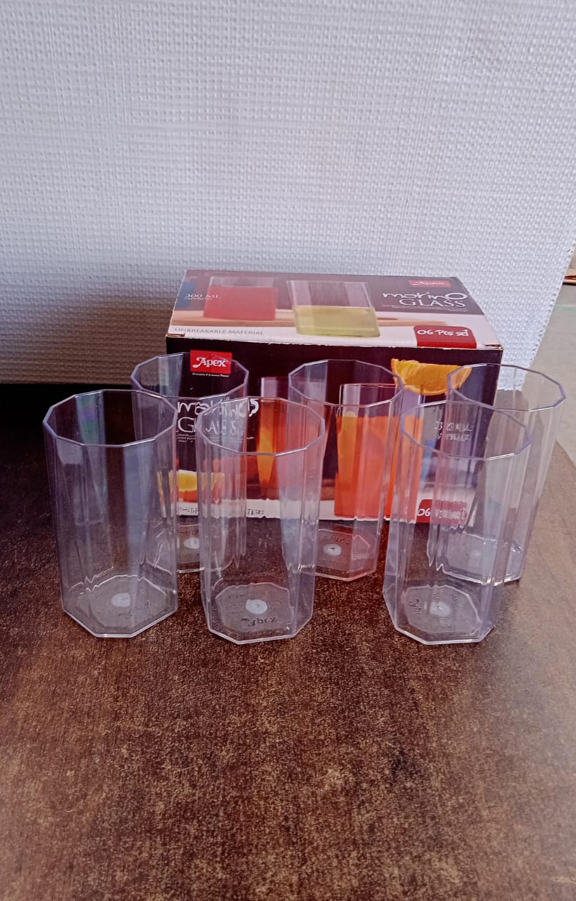Apex Merino Nβ Glass clear unbreakable plastic tumblers set